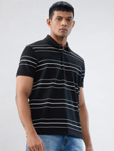 Men T-Shirt Stripe Black Regular Fit