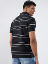 Men T-Shirt Stripe Black Regular Fit