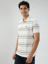 Men T-Shirt Stripe White Regular Fit