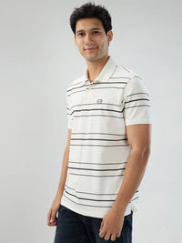 Men T-Shirt Stripe White Regular Fit
