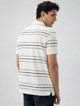 Men T-Shirt Stripe White Regular Fit