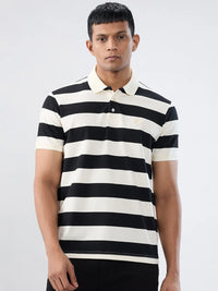 Men T-Shirt Stripe Black Regular Fit