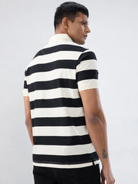 Men T-Shirt Stripe Black Regular Fit