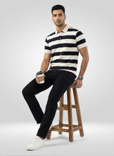Men T-Shirt Stripe Black Regular Fit