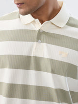 Men T-Shirt Stripe Green Regular Fit