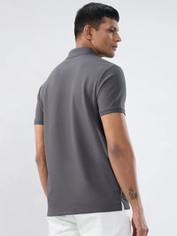 Men T-Shirt Textured Grey Regular Fit