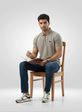 Men T-Shirt Textured Green Regular Fit