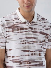 Men T-Shirt Print Brown Regular Fit