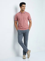 Men T-Shirt Textured Pink Regular Fit