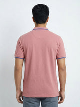 Men T-Shirt Textured Pink Regular Fit