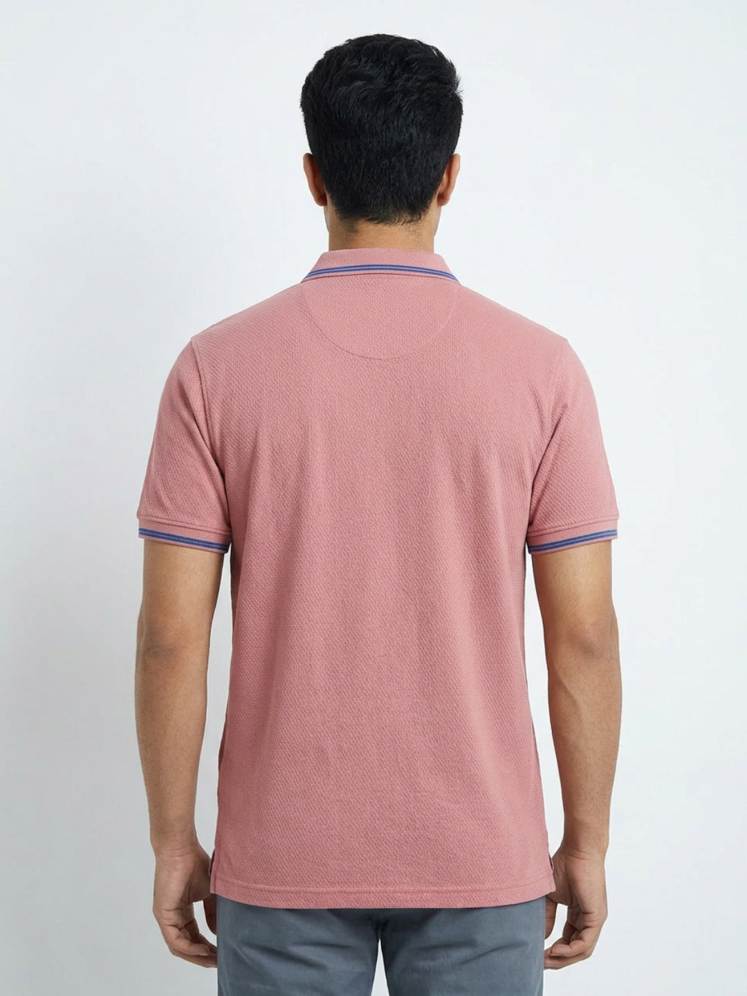 Men T-Shirt Textured Pink Regular Fit