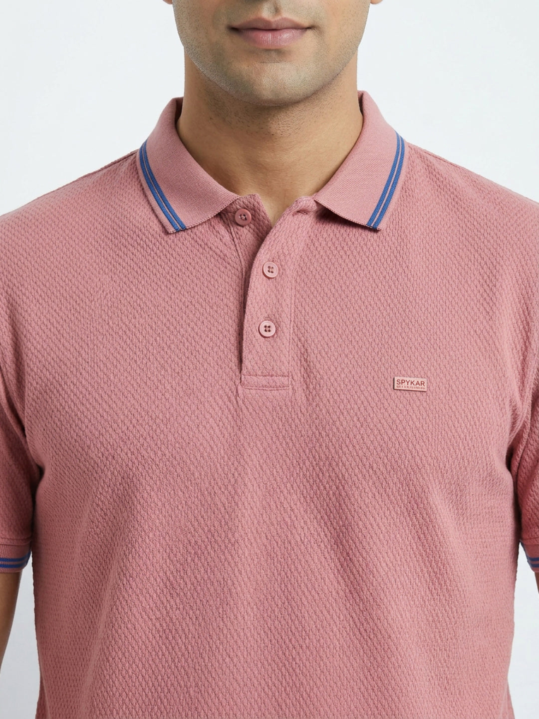 Men T-Shirt Textured Pink Regular Fit