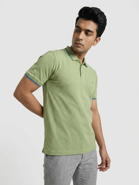 Men T-Shirt Textured Green Regular Fit