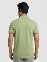 Men T-Shirt Textured Green Regular Fit