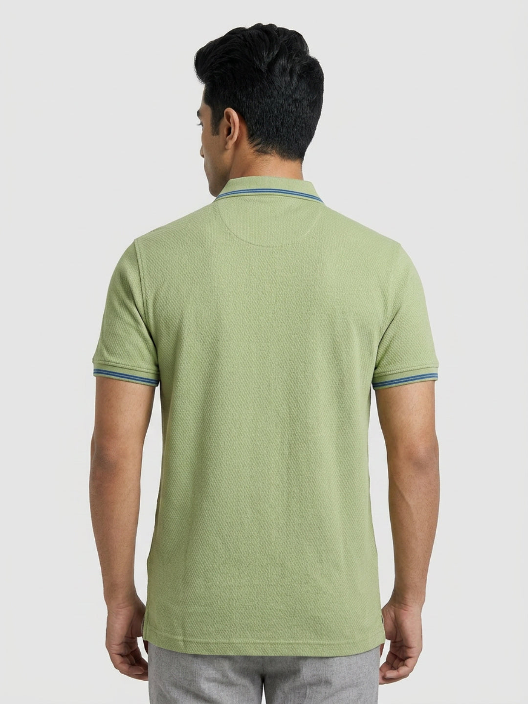 Men T-Shirt Textured Green Regular Fit