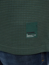 Men T-Shirt Textured Green Regular Fit