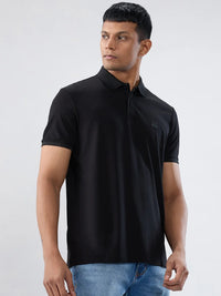 Men T-Shirt Solid Black Regular Fit