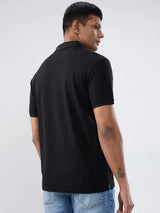 Men T-Shirt Solid Black Regular Fit