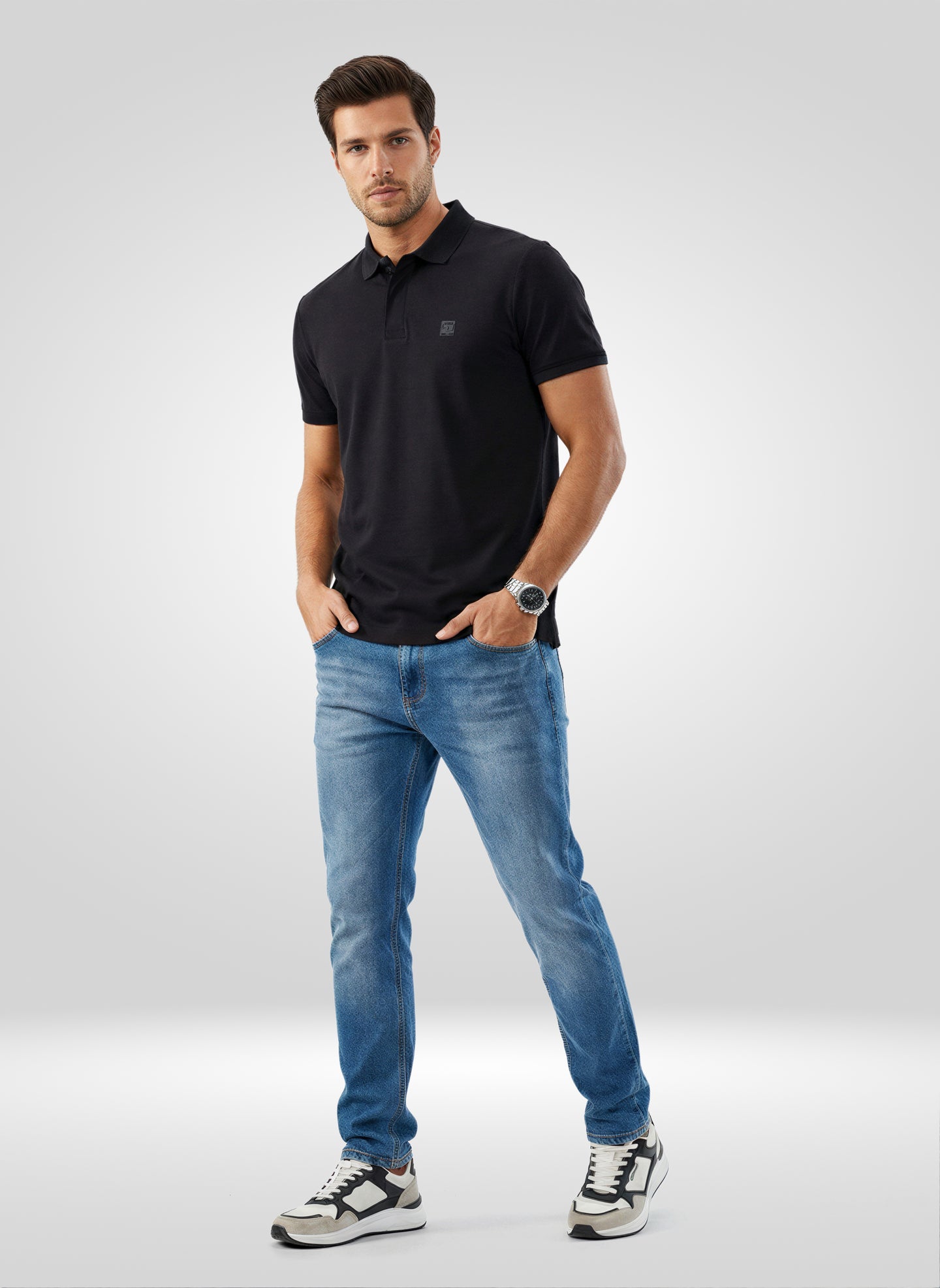 Men T-Shirt Solid Black Regular Fit
