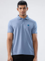 Men T-Shirt Solid Blue Regular Fit