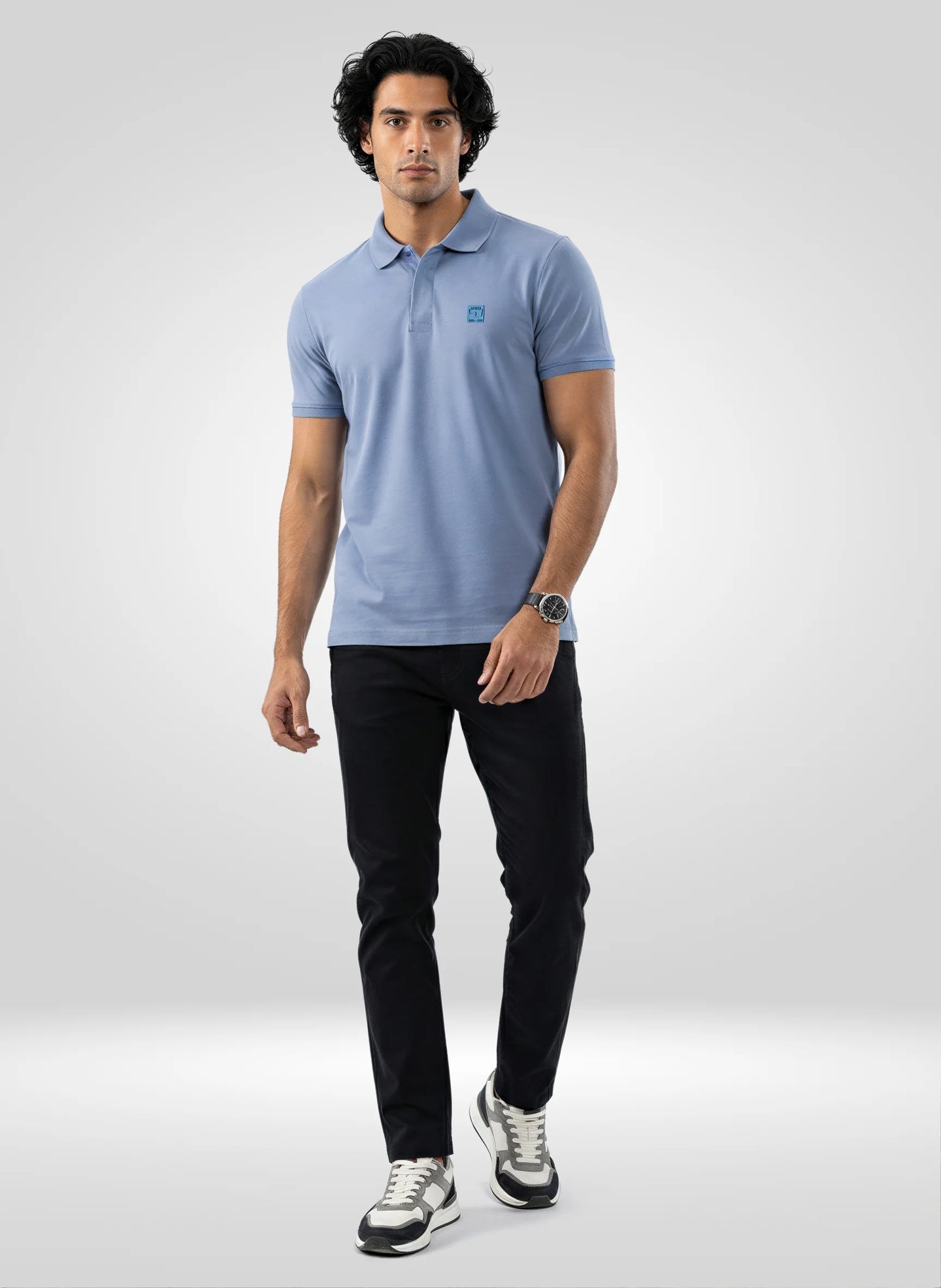 Men T-Shirt Solid Blue Regular Fit