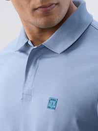 Men T-Shirt Solid Blue Regular Fit