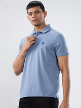 Men T-Shirt Solid Blue Regular Fit
