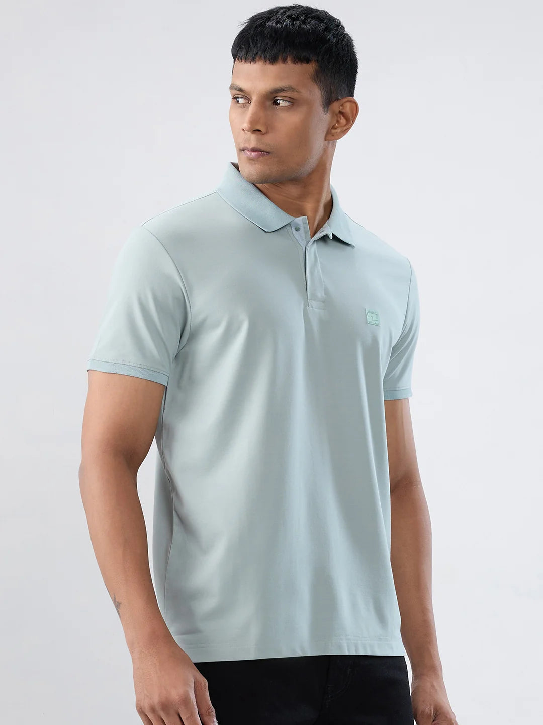 Men T-Shirt Solid Green Regular Fit