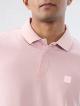 Men T-Shirt Solid Pink Regular Fit