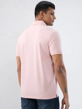 Men T-Shirt Solid Pink Regular Fit