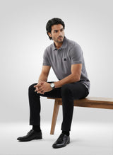 Men T-Shirt Solid Grey Regular Fit