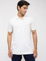 Men T-Shirt Solid White Regular Fit
