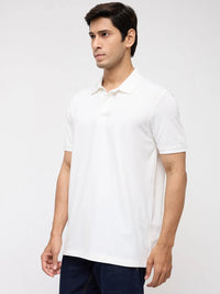 Men T-Shirt Solid White Regular Fit