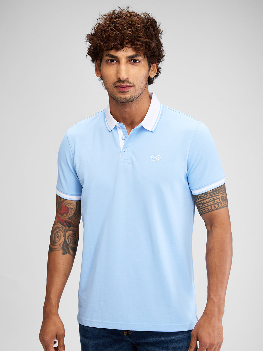 Spykar Men Solid Blue Slim Fit Half Sleeves T-Shirt