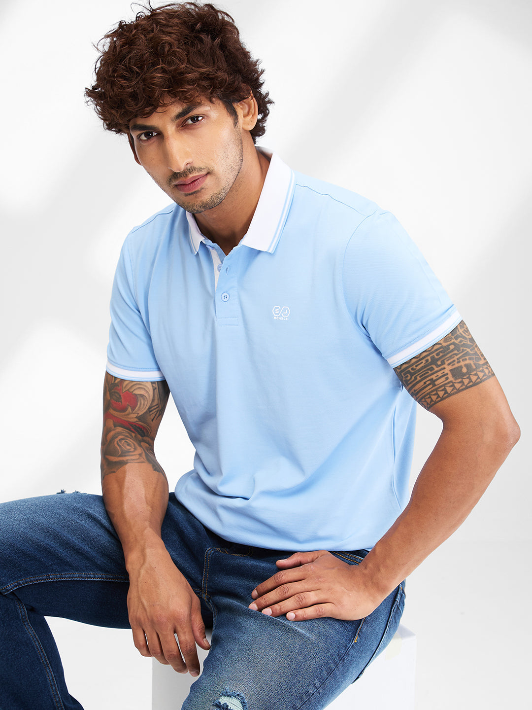 Spykar Men Solid Blue Slim Fit Half Sleeves T-Shirt