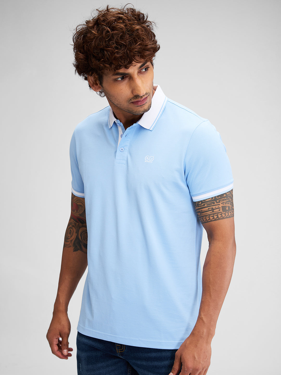 Spykar Men Solid Blue Slim Fit Half Sleeves T-Shirt