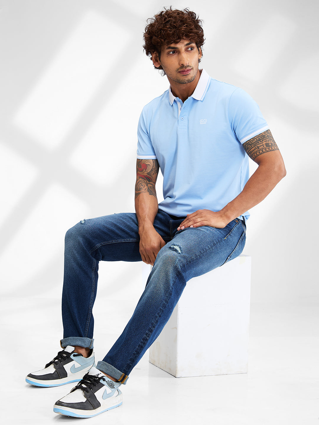 Spykar Men Solid Blue Slim Fit Half Sleeves T-Shirt