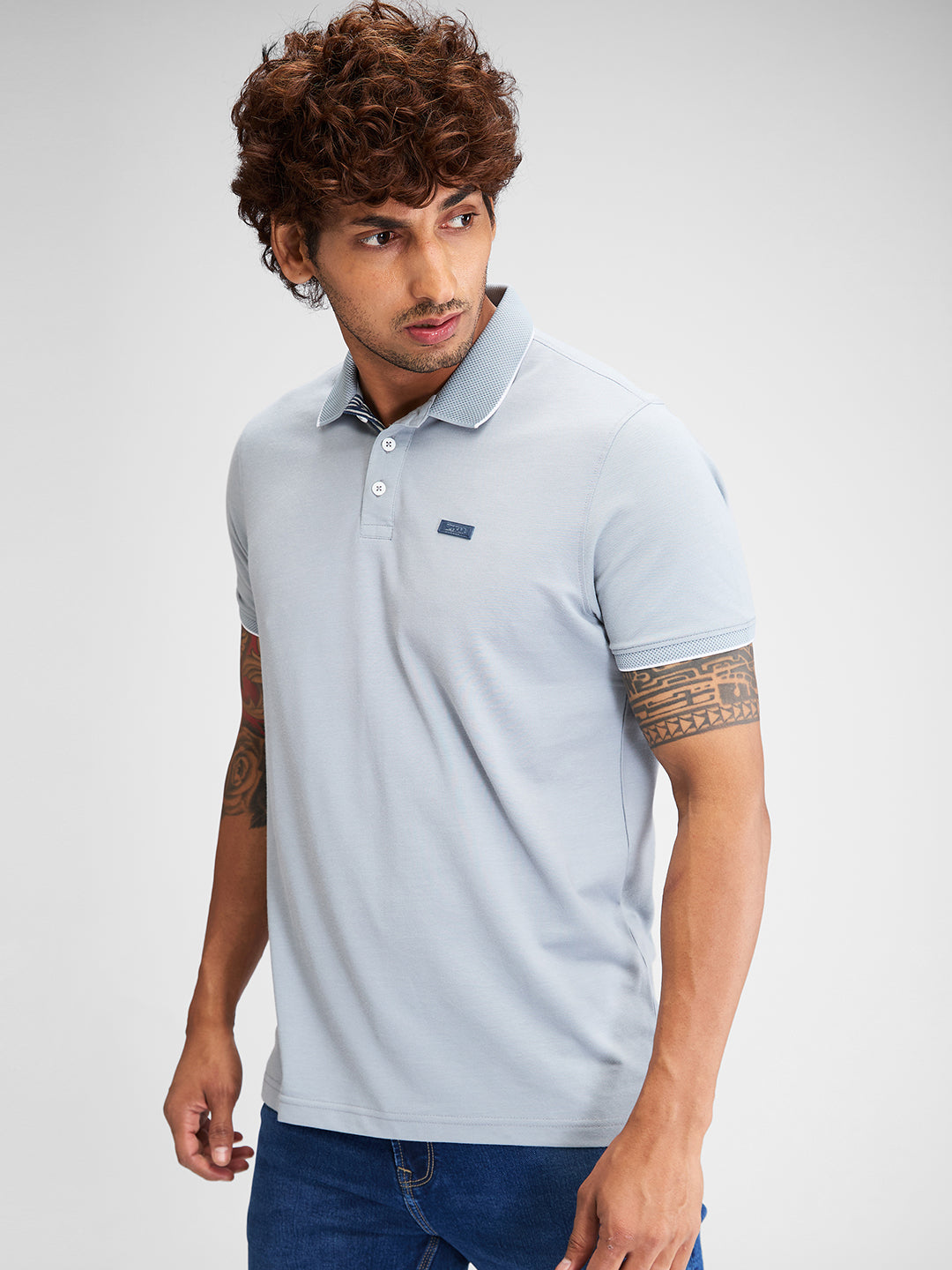 Spykar Men Solid Gray Slim Fit Half Sleeves T-Shirt