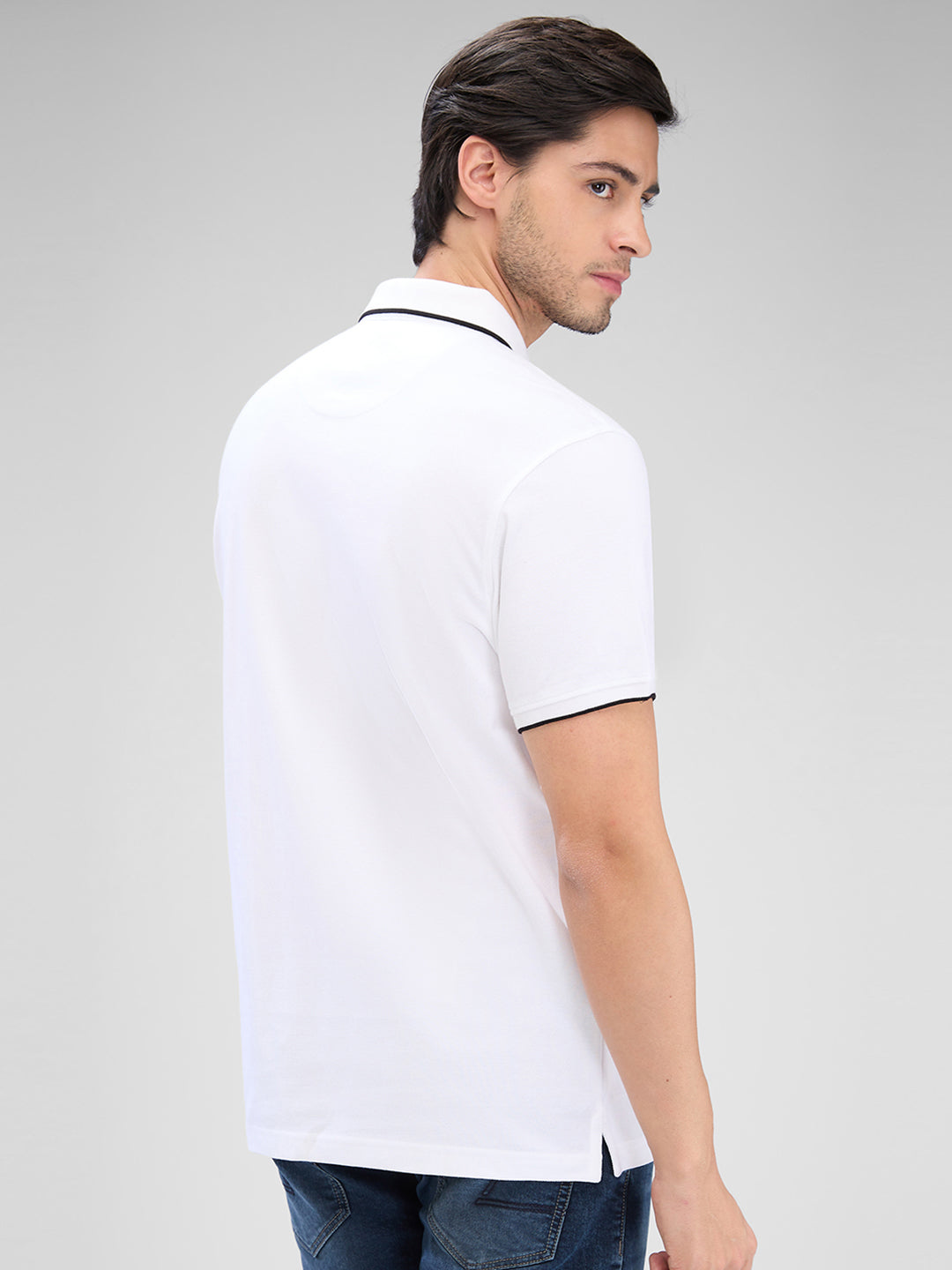 Spykar White Cotton Half Sleeve  Tshirt For Men