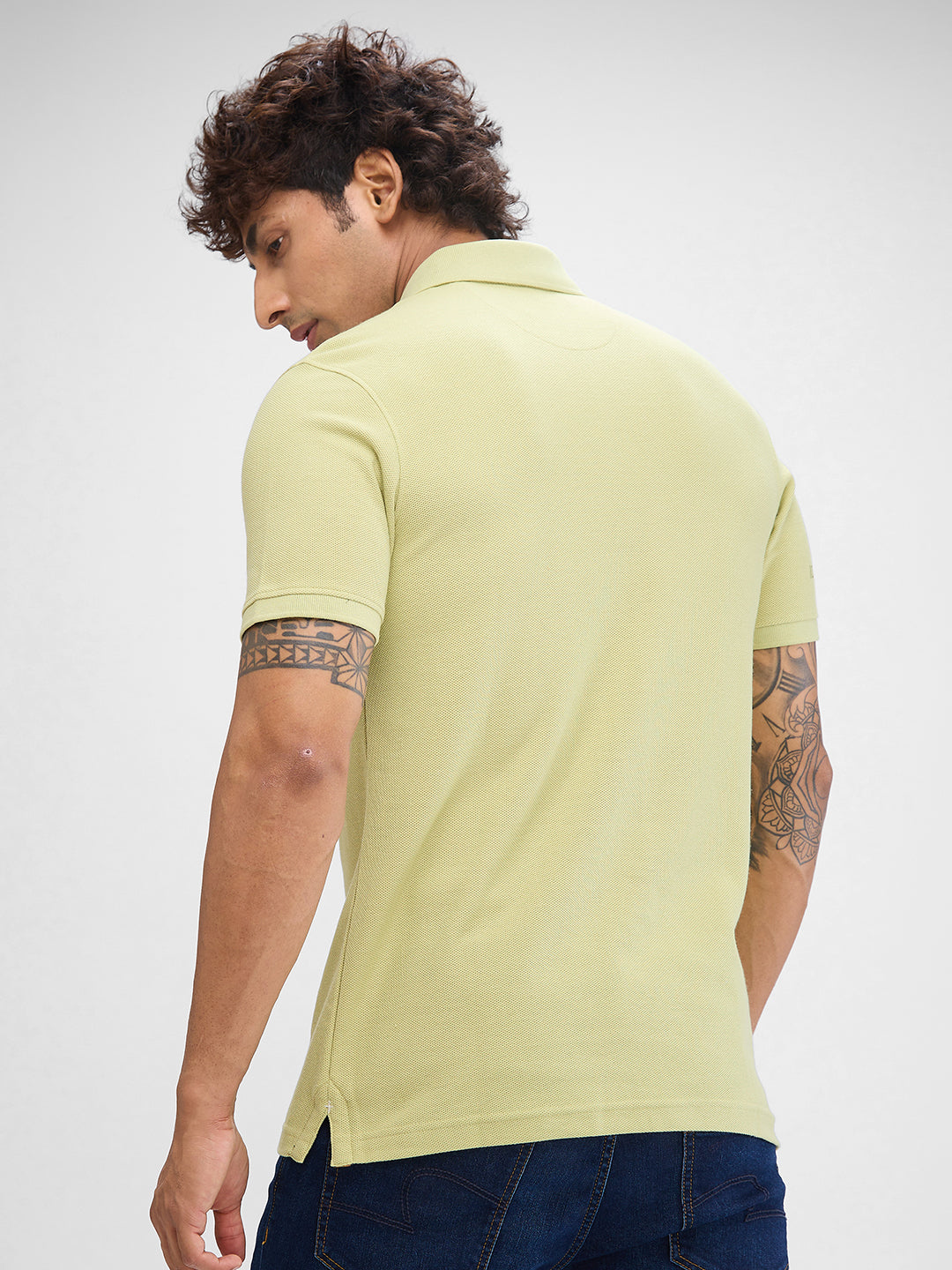 Spykar Beechnut Green Cotton Half Sleeve  Tshirt For Men