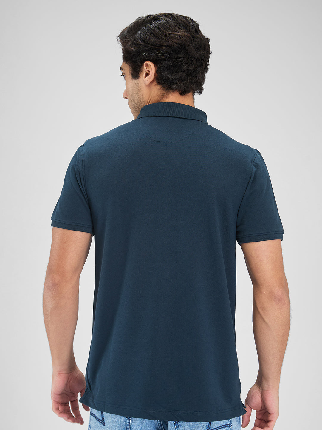 Spykar Men Solid Blue Slim Fit Half Sleeves T-Shirt