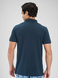 Men T-Shirt Blue Solid Slim Fit