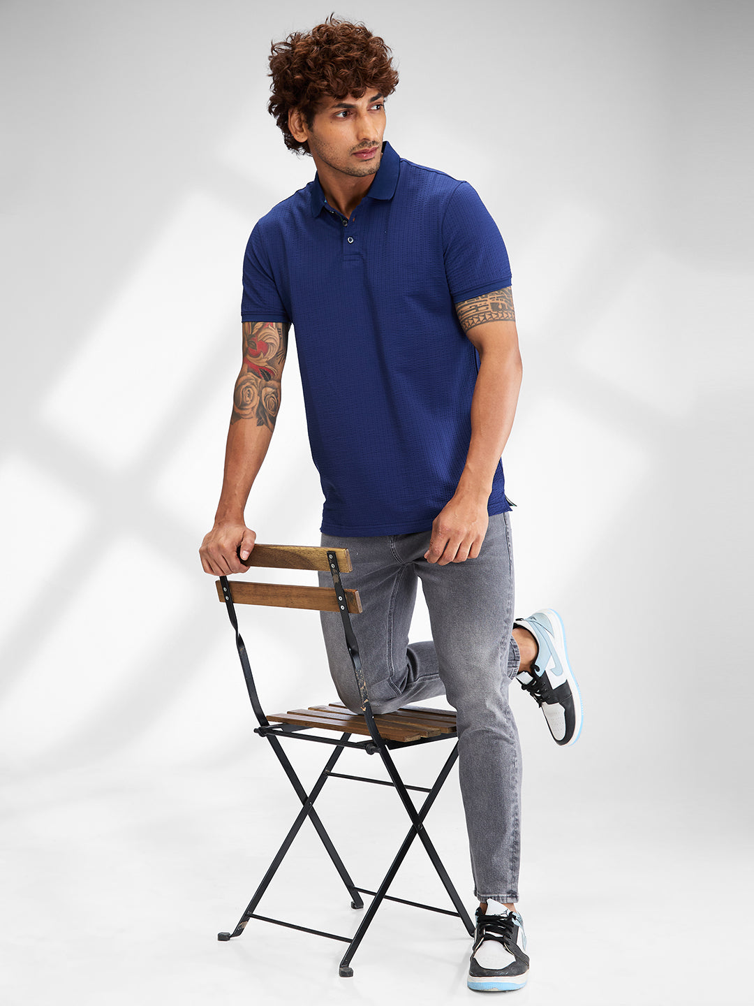 Spykar Men Solid Blue Slim Fit Half Sleeves T-Shirt