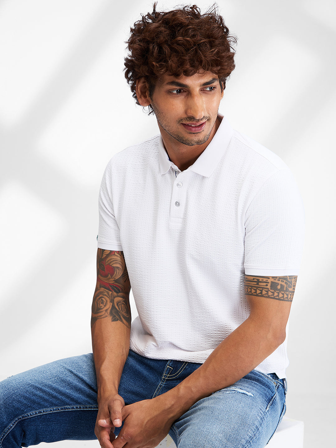 Spykar Men Solid White Slim Fit Half Sleeves T-Shirt