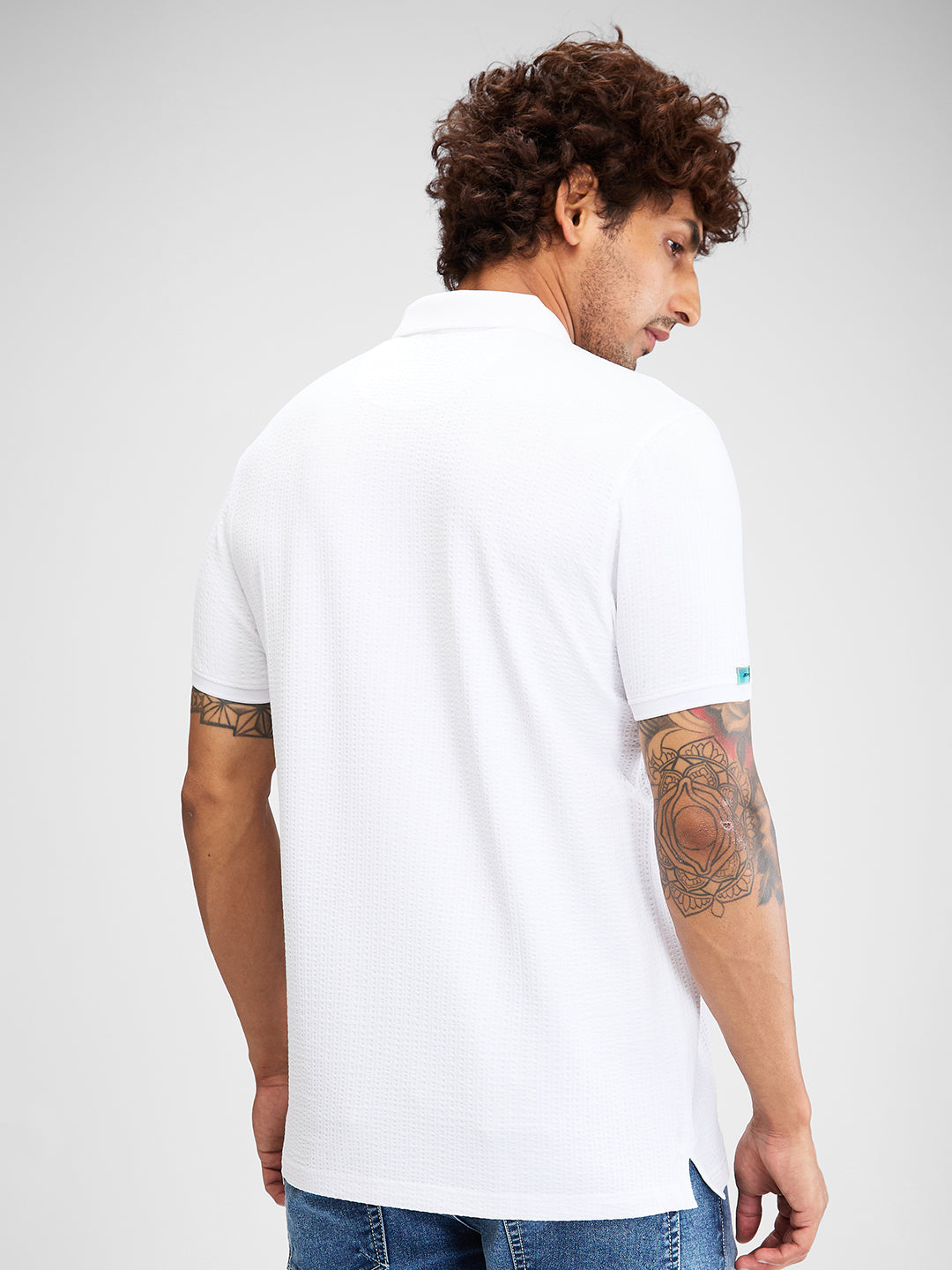 Spykar Men Solid White Slim Fit Half Sleeves T-Shirt