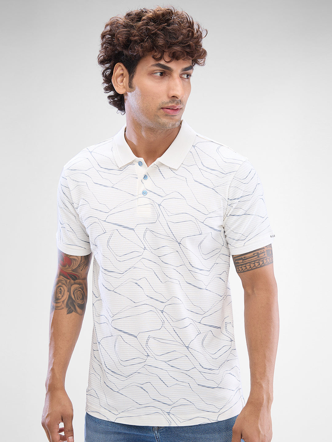 Spykar White Cotton Poly Half Sleeve  Tshirt For Men