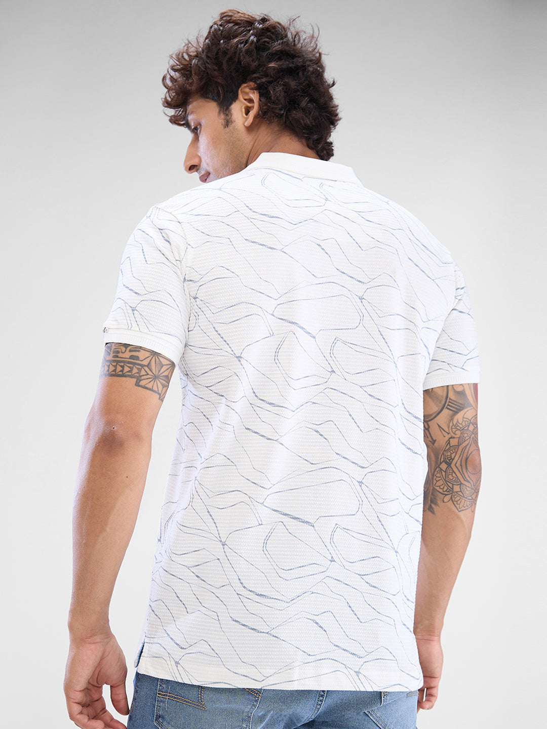 Spykar White Cotton Poly Half Sleeve  Tshirt For Men