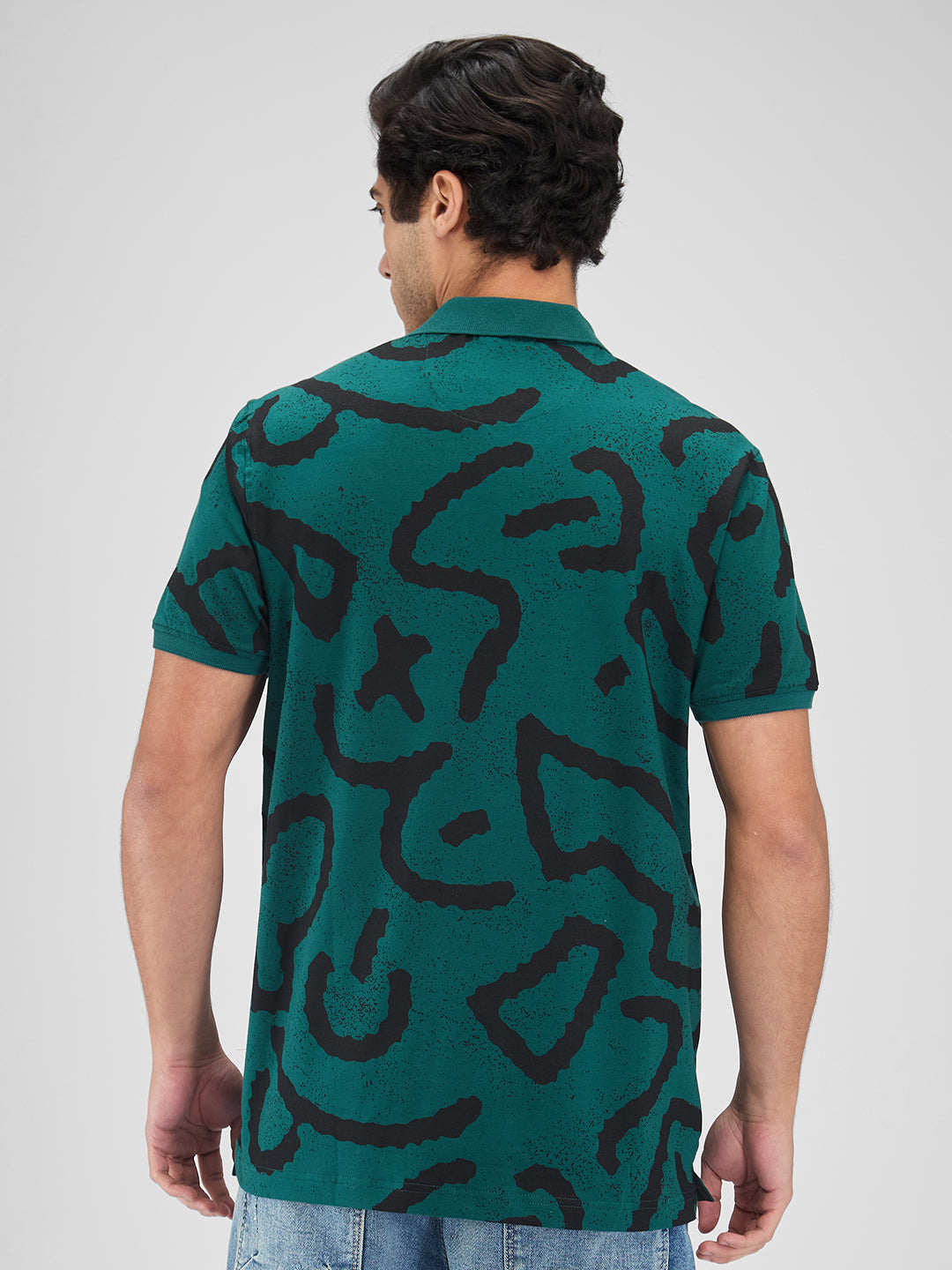 Spykar Men Printed Green Slim Fit Half Sleeves T-Shirt