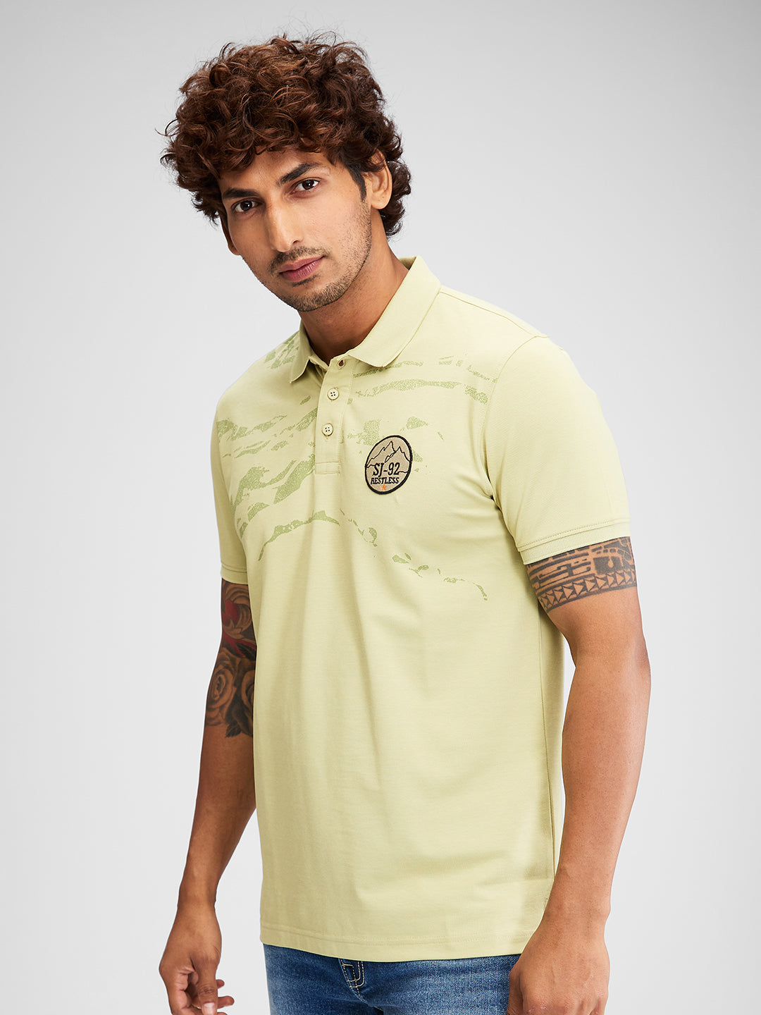 Spykar Men Solid Green Slim Fit Half Sleeves T-Shirt