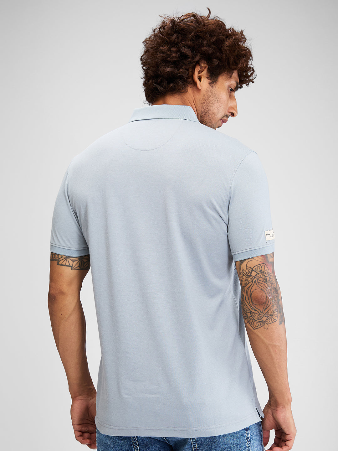 Spykar Men Solid Gray Slim Fit Half Sleeves T-Shirt